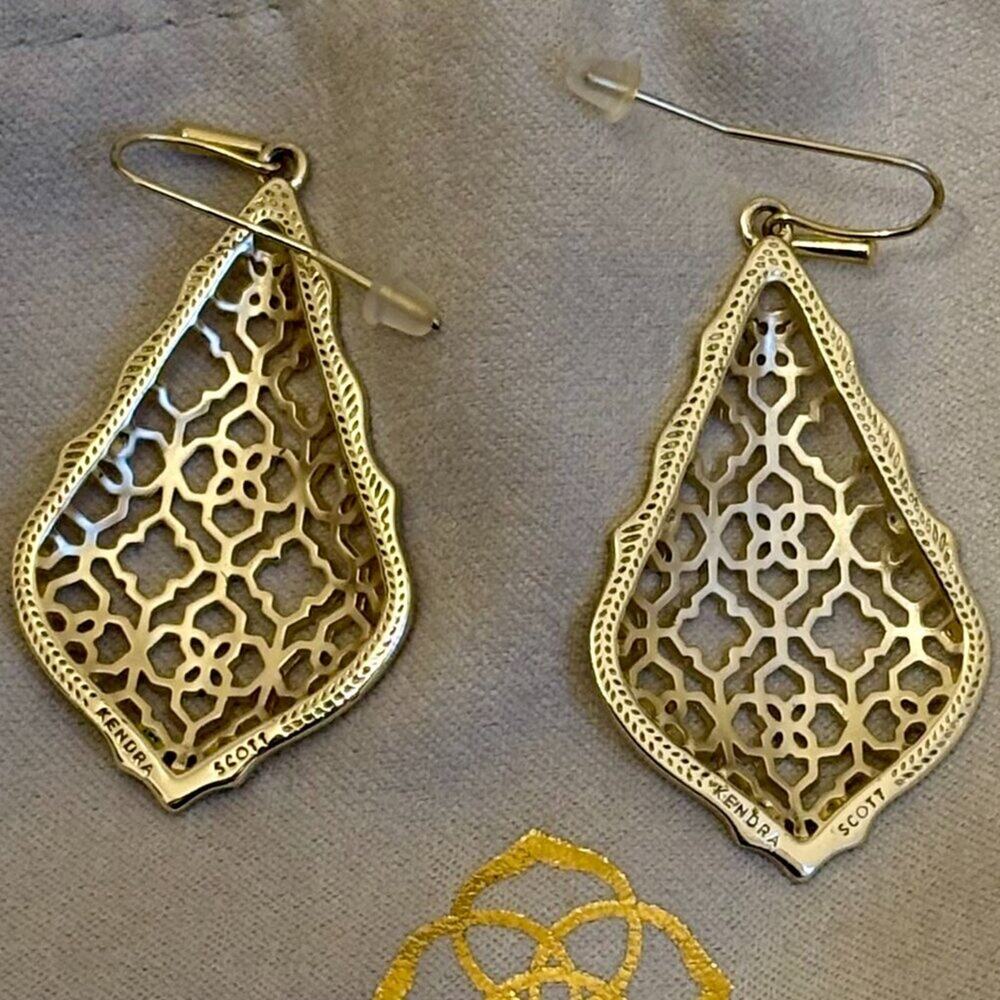 Kendra Scott Addie Gold Filigree Drop Earrings | Gold Tone | Dust Bag - Picture 6 of 8